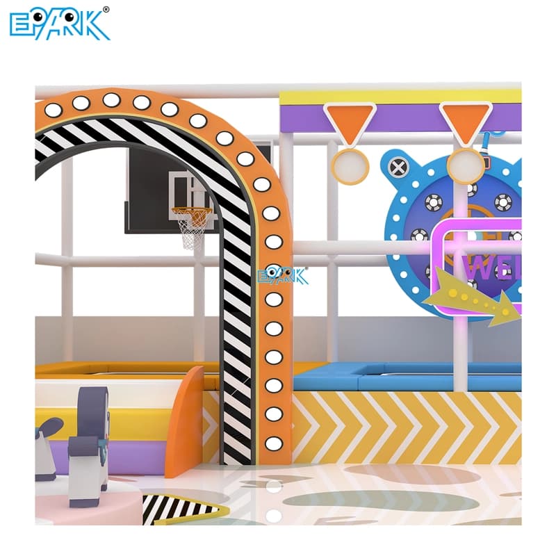 indoor playground basketball and interactive activity zone detail