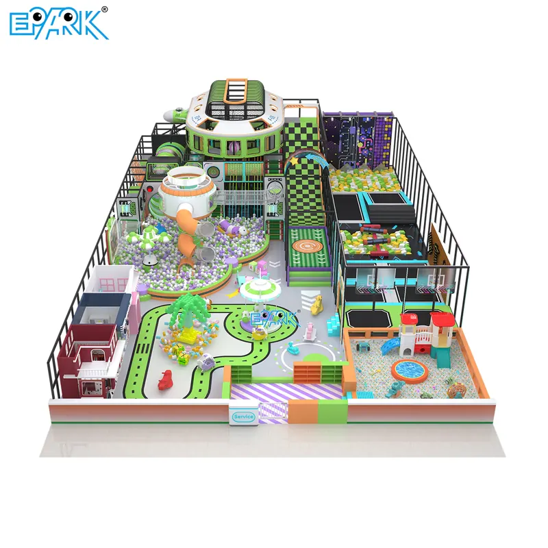 Trampoline activity layout for a family entertainment center