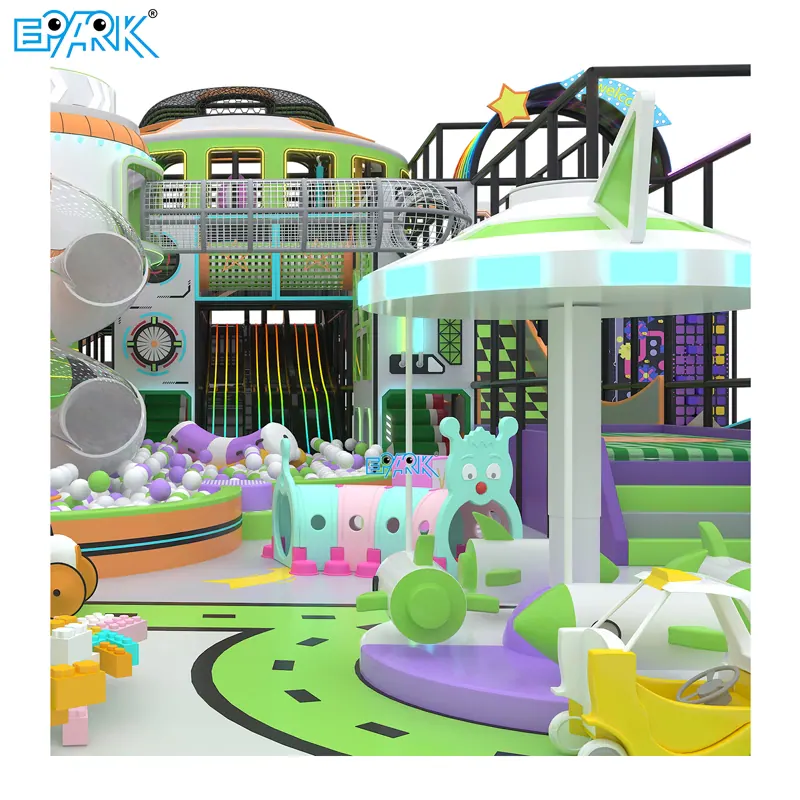 trampoline park equipment close-up play structure detail view 2