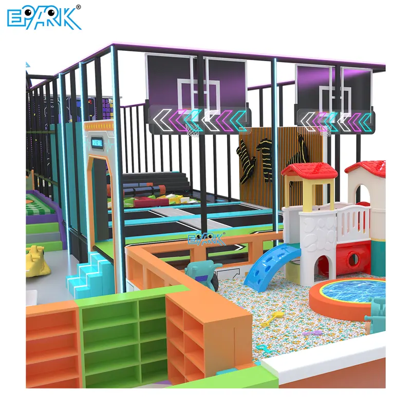 trampoline park equipment close-up play structure detail view 3