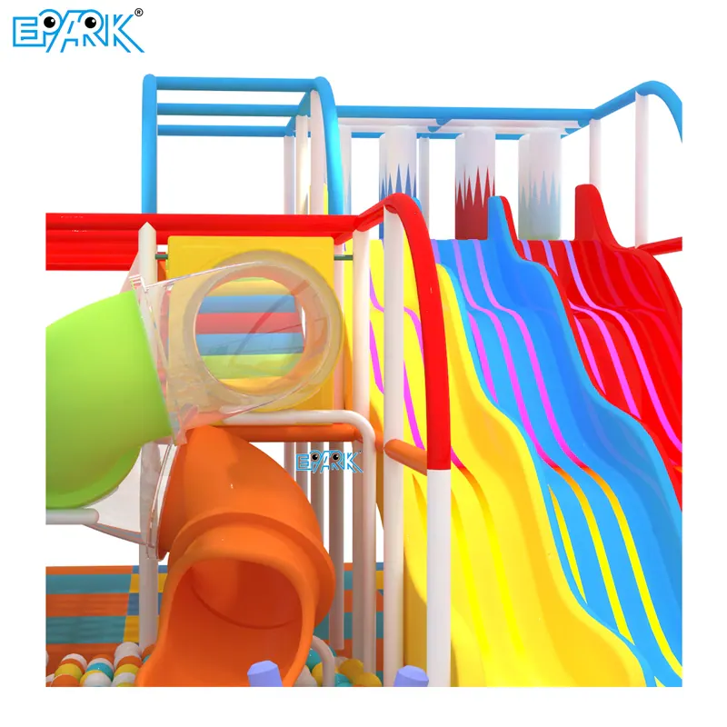 trampoline park equipment close-up play structure detail view 1