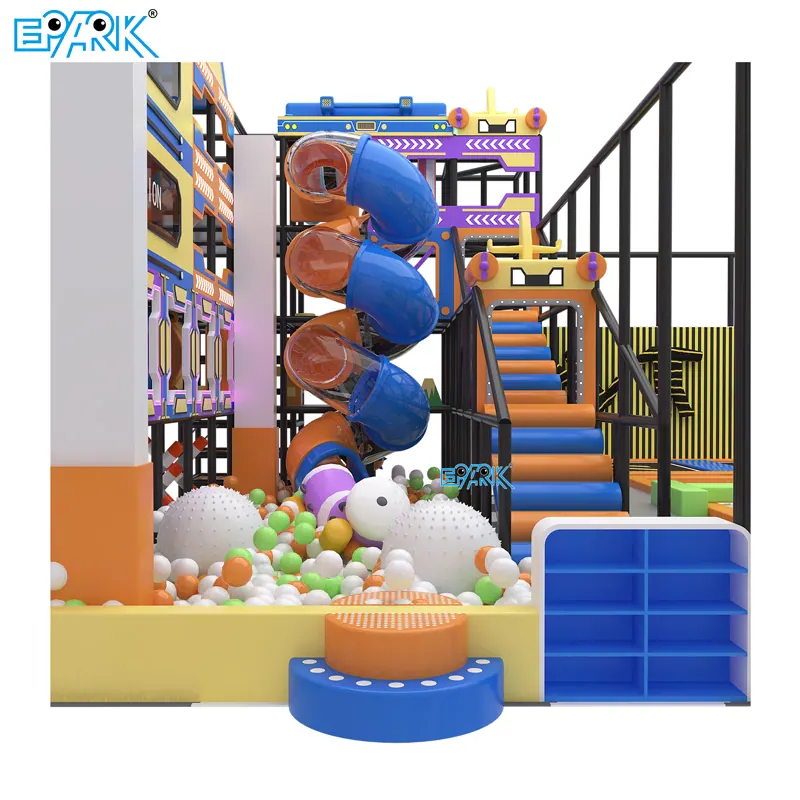trampoline park equipment close-up play structure detail view 1