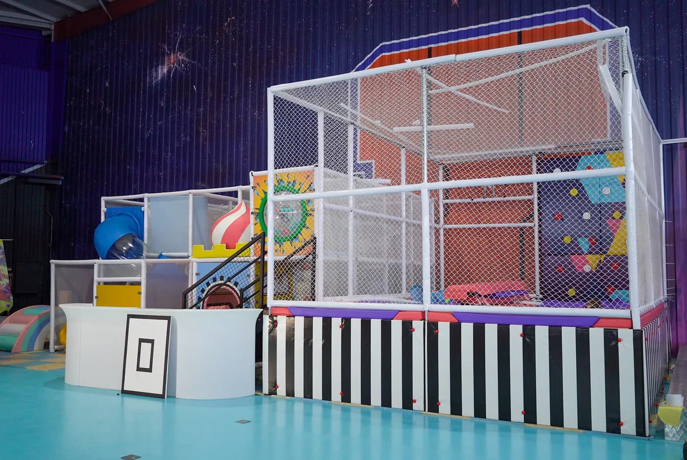 Assembled playground sample structure inside the workshop